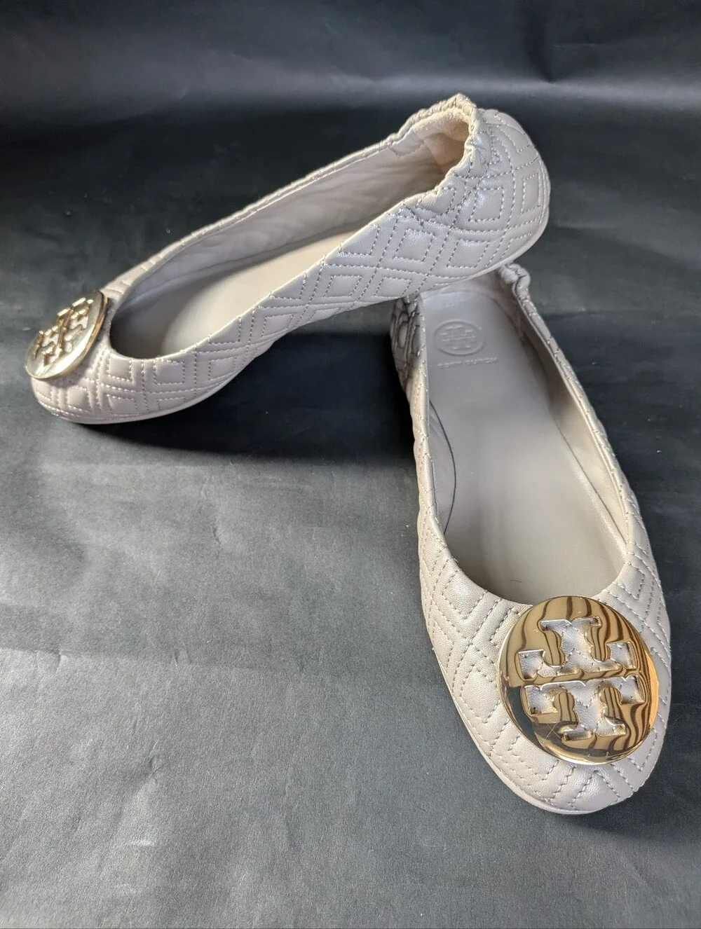 Tory Burch Quilted Minnie Flats Nappa Leather Goan Sand Women’s Size 7M